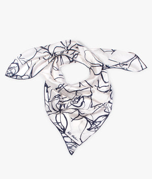 Dennise linear rose silk square scarf in ivory