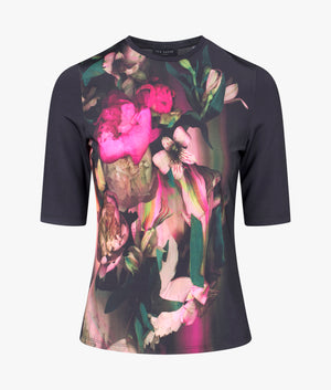 Floene printed skinny fit quarter sleeve tee shirt
