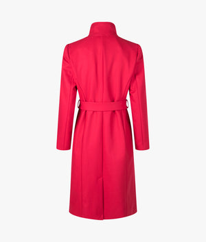Rose mid length belted wool wrap coat in red