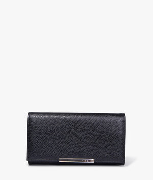 Rousi bar detail leather slim purse in black