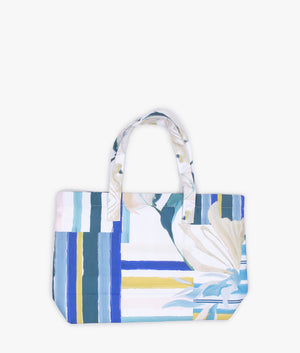 Shelyss printed canvas shopper and flip flops in green