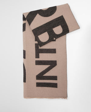 Milla logo scarf in oat and black