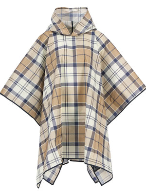 Portree poncho in hessian and navy