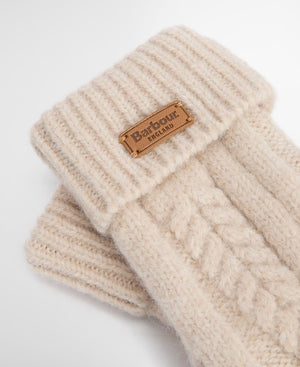 Elsdon knitted mittens in eggshell