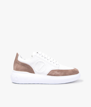 Bounce lace up sneaker in white & beige