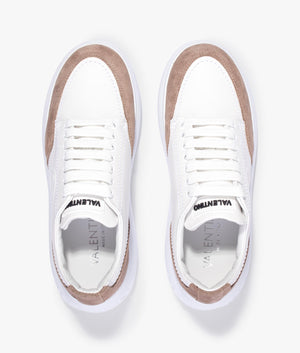 Bounce lace up sneaker in white & beige