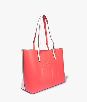 Selena shopper in ecru and coral