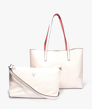 Selena shopper in ecru and coral