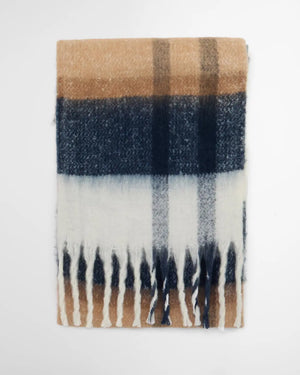 Isla tartan boucle scarf in hessian tartan