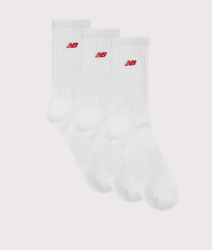 NB Patch Logo 3 Pack Crew Socks in White