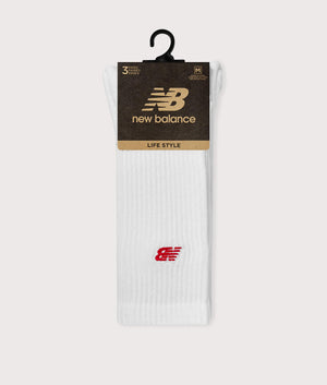 NB Patch Logo 3 Pack Crew Socks in White