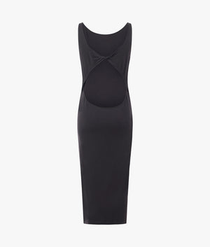 Back twist strappy dress in black