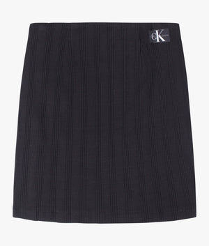 Badge rib elongated skirt in black