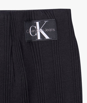 Badge rib elongated skirt in black