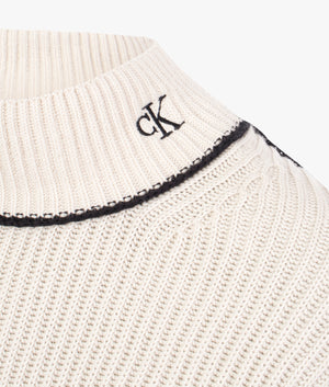 Contrast seaming knit in eggshell