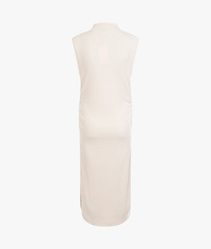 Rib mock neck dress in eggshell