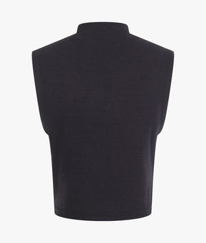 Rib mock neck top in black
