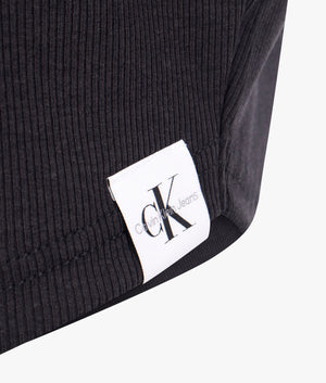 Rib mock neck top in black