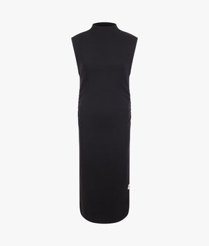 Rib mock neck dress in black
