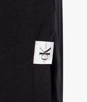 Rib mock neck dress in black