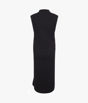 Rib mock neck dress in black