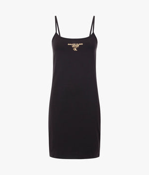 Calvin Klein Black Strappy Jersey Dress Twist-Detail Mini Dress By