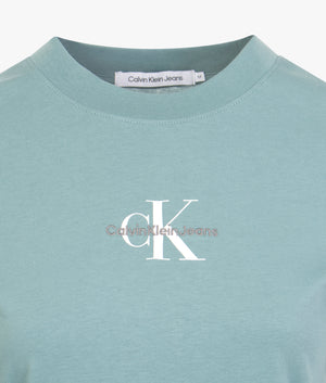 Cotton monogram tee shirt in arctic blue