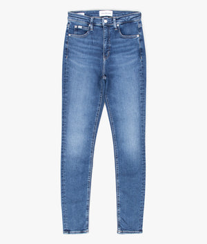High rise skinny jeans in medium denim