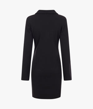 Collar rib dress in black