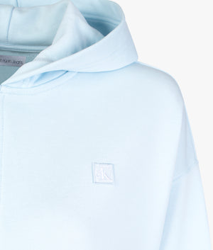 Embroidered badge zip hoodie in keepsake blue