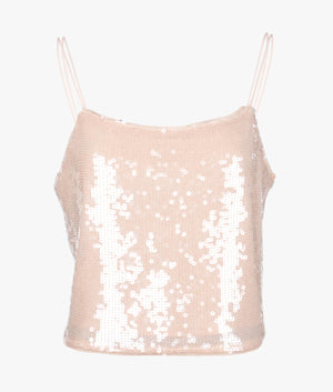 Sequins top in frosted almond
