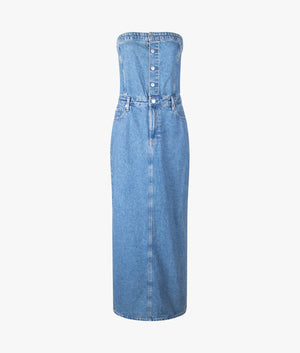 Strapless maxi dress in light denim