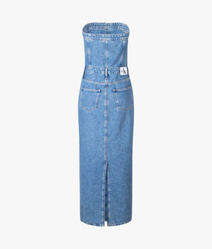 Strapless maxi dress in light denim