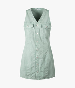 Washed utility sleeveless dress in slate grey