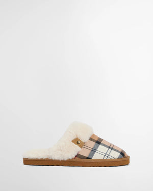 Claudia tartan mule slipper in hessian tartan