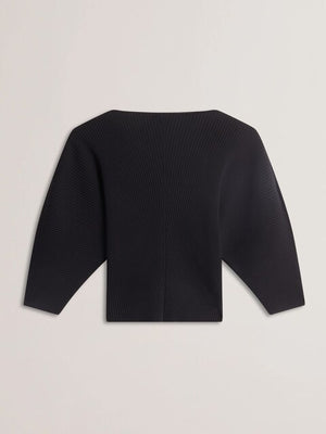 Lilabth sculptured rib sweater in black