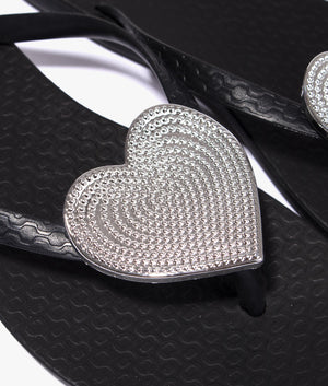 Maxi heart in silver black dots