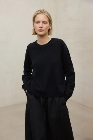 Cosmos crew neck jumper in black