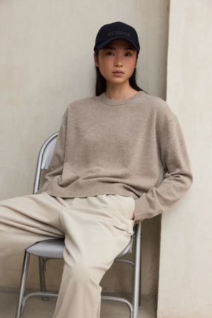 Cosmos crew neck jumper in toast melange