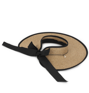 Vanesai faux straw bow visor in natural