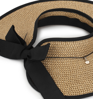 Vanesai faux straw bow visor in natural
