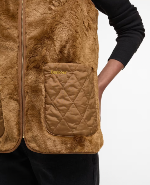 Barbour | Karin faux fur gilet in brown | EQVVS Womens