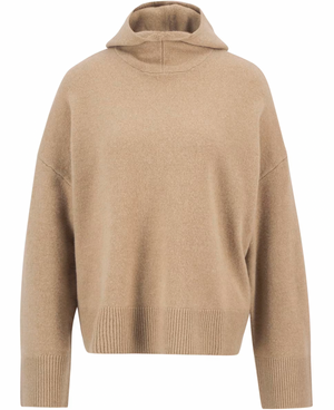 Evette knitted hoodie in military brown