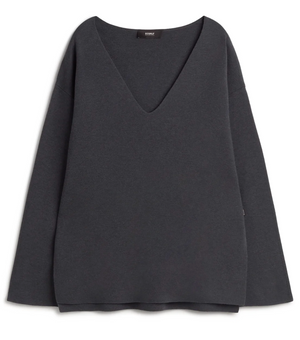 Begonia V neck knit in storm blue