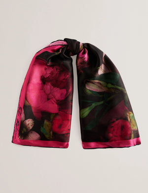Leeeaa printed silk square scarf in black