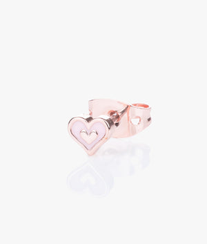Elliot nano enamel heart earrings in rose gold and pink