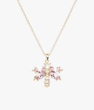 Colina crystal dragonfly pendant in gold and pink crystal