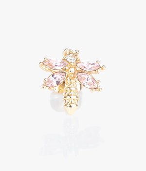 Corla crystal dragonfly studs in gold & pink crystal