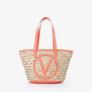 Samuela shopper in natural and coral