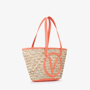 Samuela shopper in natural and coral